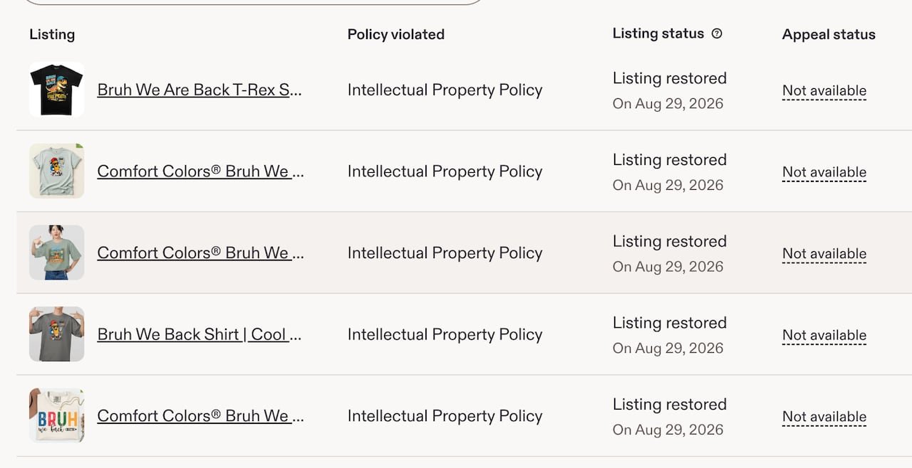 default-63 a screenshot of T-shirt listings taken down by etsy